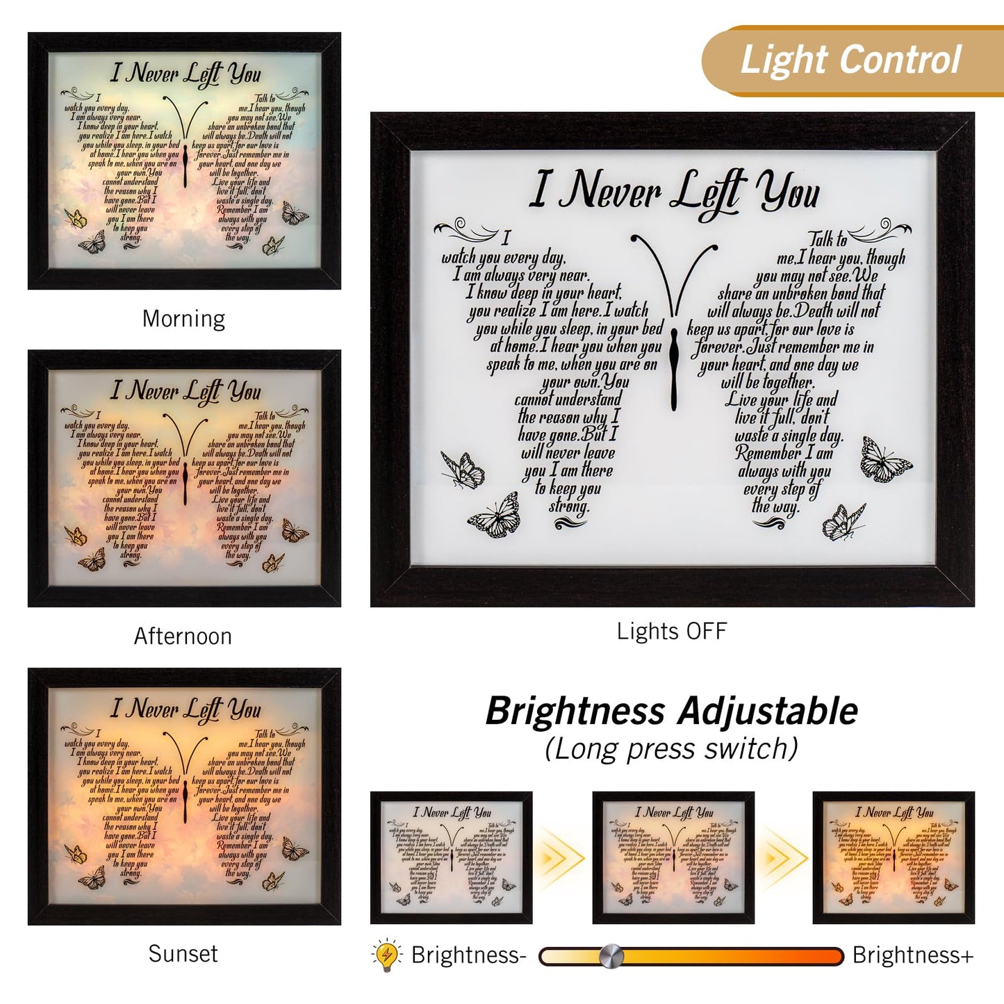 Sympathy Gift LED Memorial Shadow Box Memorial Gifts for Loss of Loved One Mother Mom Dad Father, in Memory of Loved One Gifts