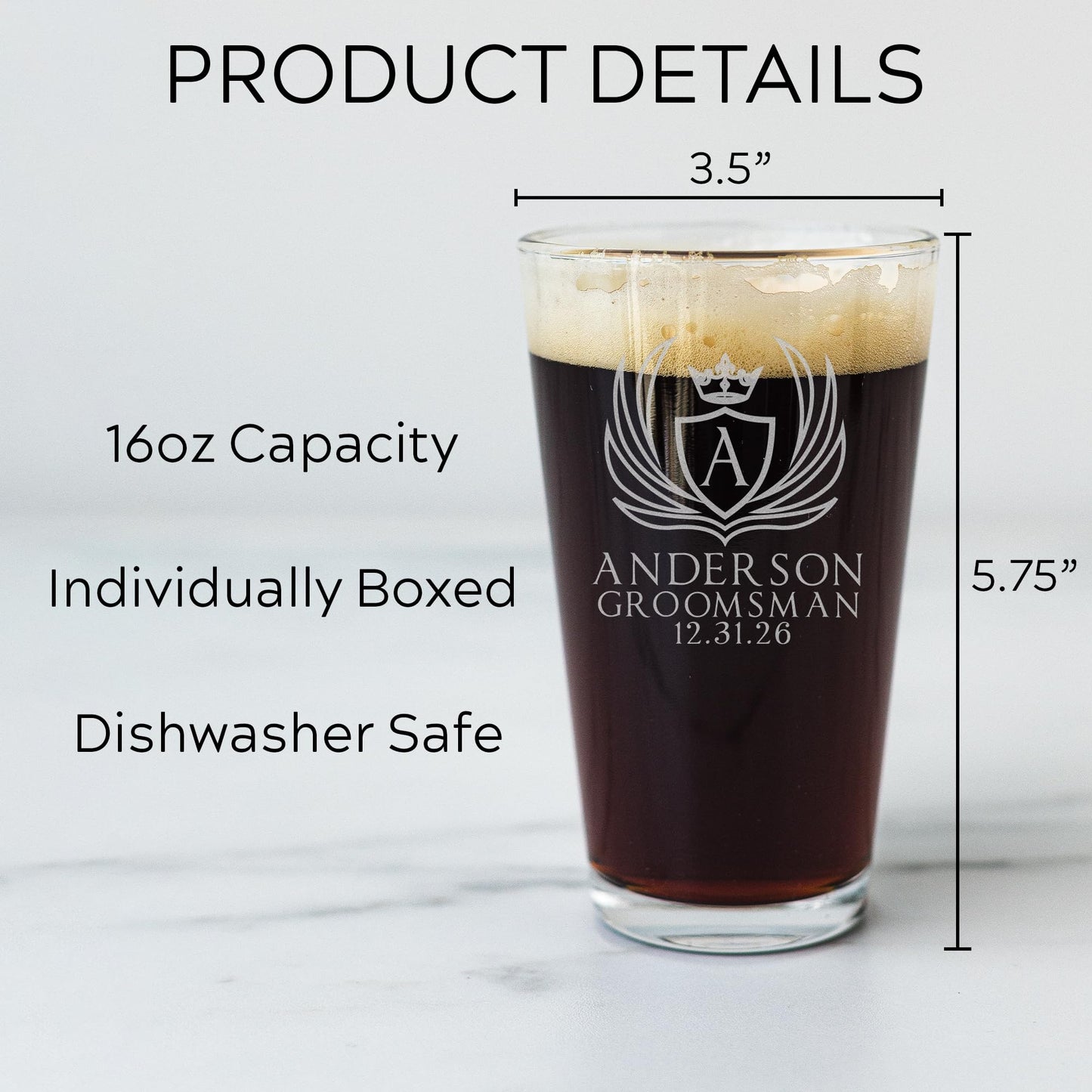 Groomsman Design Glasses - Personalized Engraved Beer Glass, Whiskey Glass, Beer Mug, Groomsmen Gift, Custom Best Man Gift, Groomsmen Glass, Wedding Party Gifts (Whiskey Glass, Victory)