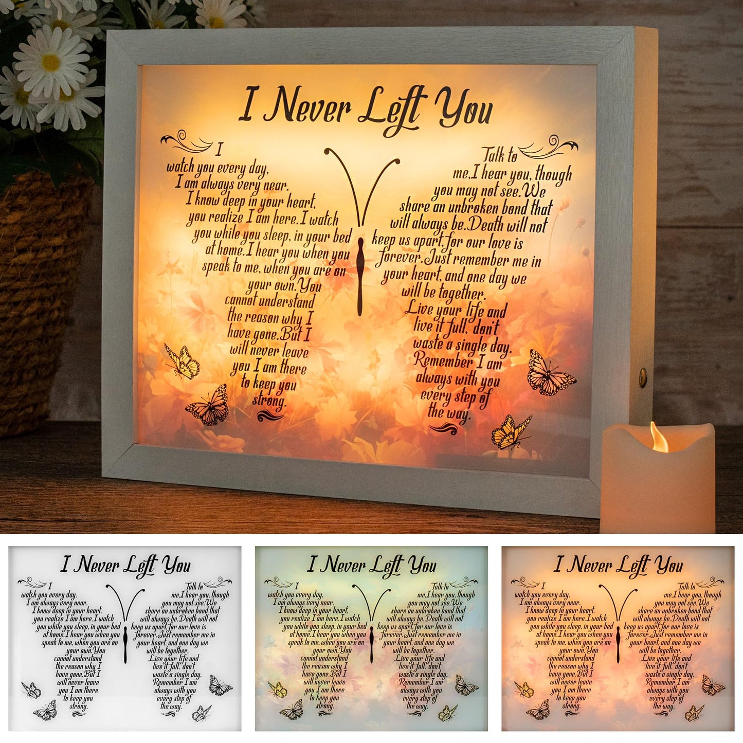 Sympathy Gift LED Memorial Shadow Box Memorial Gifts for Loss of Loved One Mother Mom Dad Father, in Memory of Loved One Gifts