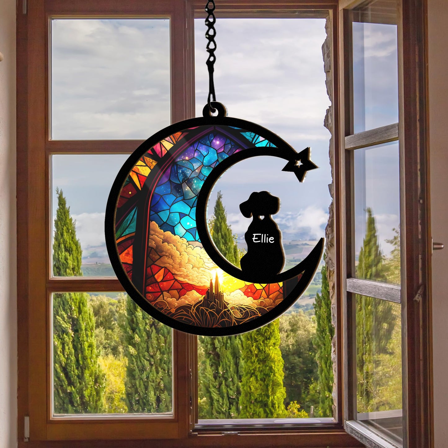 Pet Memorial Suncatcher, Personalized Pet Memorial Suncatcher with Custom Dog Breed and Name, Loss Of Dog Sympathy Gift, Dog Remembrance Gift, Pet Memorial Ornament SC69 (SC66)