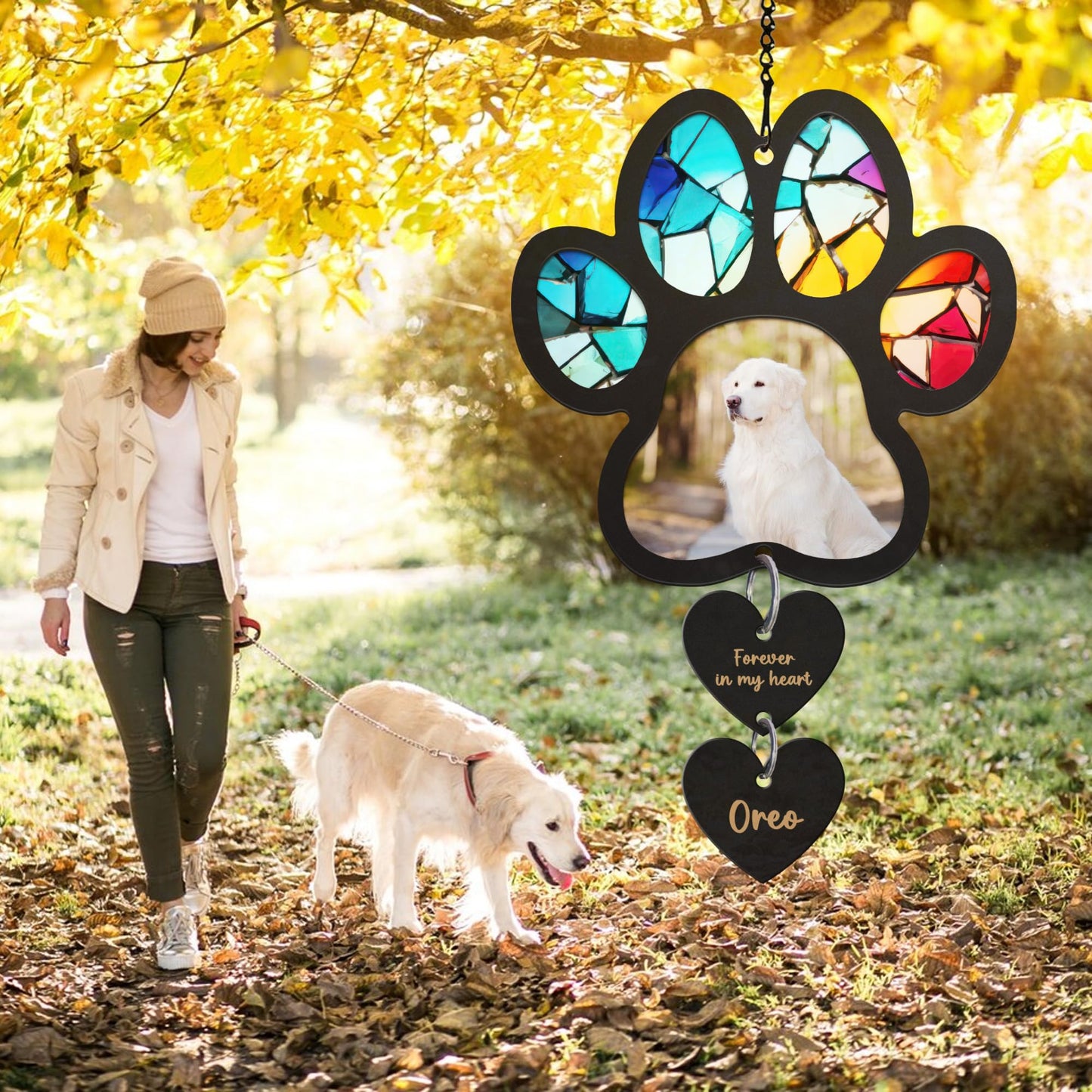 Pet Memorial Suncatcher, Personalized Pet Memorial Suncatcher with Custom Dog Breed and Name, Loss Of Dog Sympathy Gift, Dog Remembrance Gift, Pet Memorial Ornament SC69 (SC66)