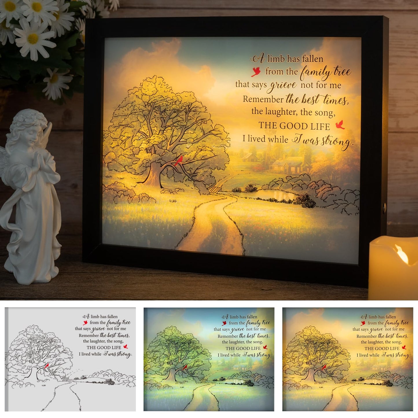 Sympathy Gift LED Memorial Shadow Box Memorial Gifts for Loss of Loved One Mother Mom Dad Father, in Memory of Loved One Gifts