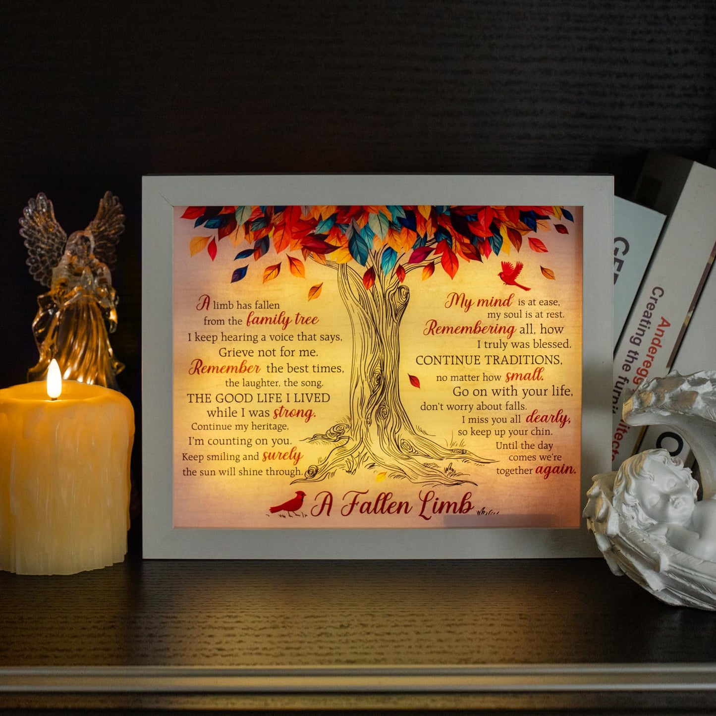 Sympathy Gift LED Memorial Shadow Box Memorial Gifts for Loss of Loved One Mother Mom Dad Father, in Memory of Loved One Gifts