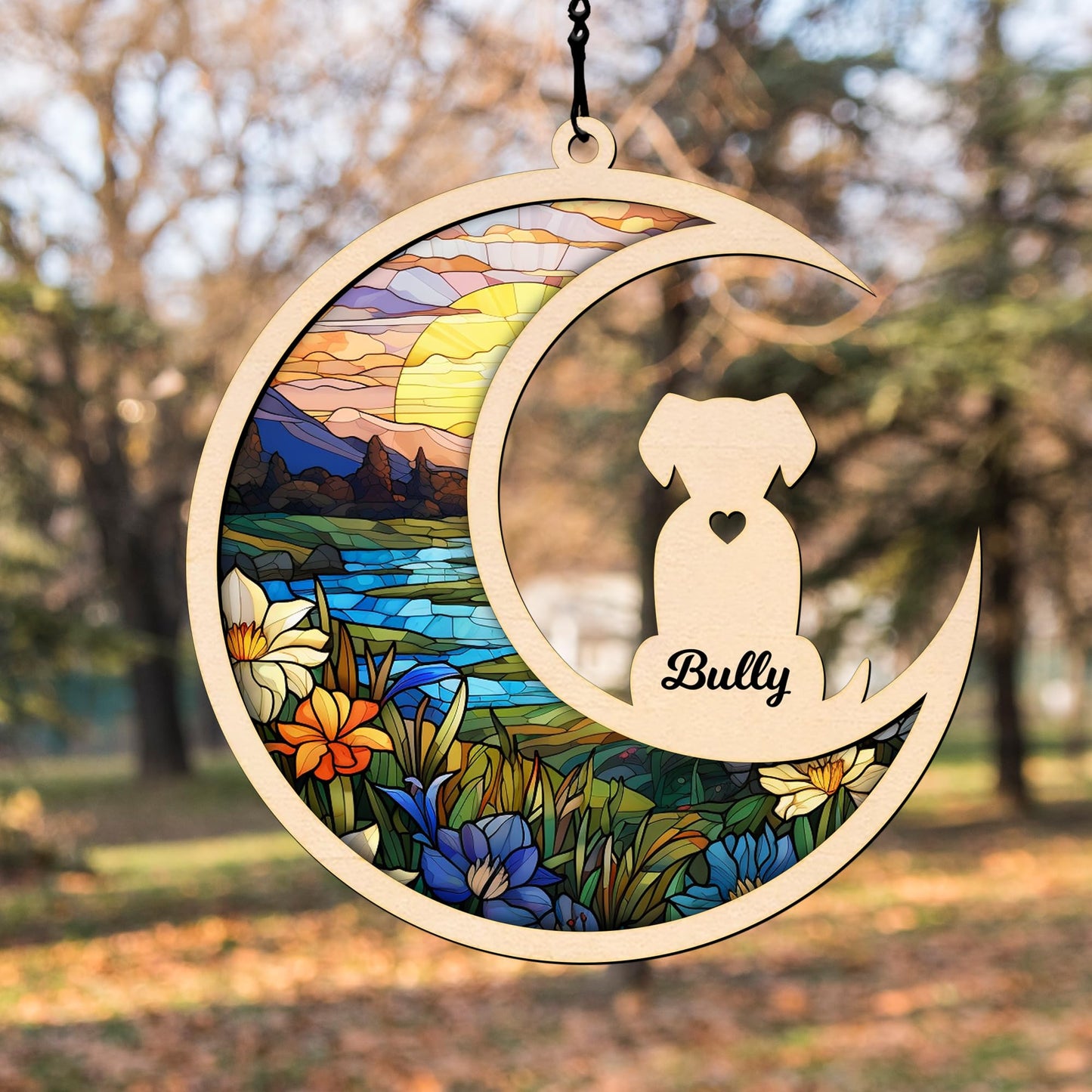 Pet Memorial Suncatcher, Personalized Pet Memorial Suncatcher with Custom Dog Breed and Name, Loss Of Dog Sympathy Gift, Dog Remembrance Gift, Pet Memorial Ornament SC69 (SC66)