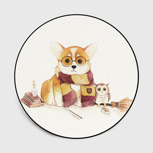 Cute Watercolor Cartoon Anthropomorphic Animal Forest Animal Children Bedroom Living Room Short Crystal Velvet Round Floor Mat Carpet