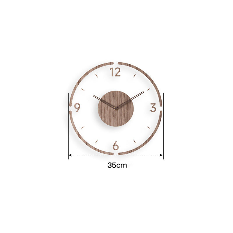 Solid Wood Creative Silent Quartz Clock Wall Clock 35cm