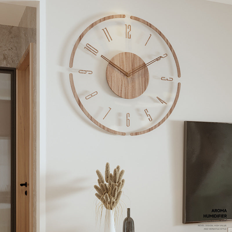 Solid Wood Creative Silent Quartz Clock Wall Clock 35cm