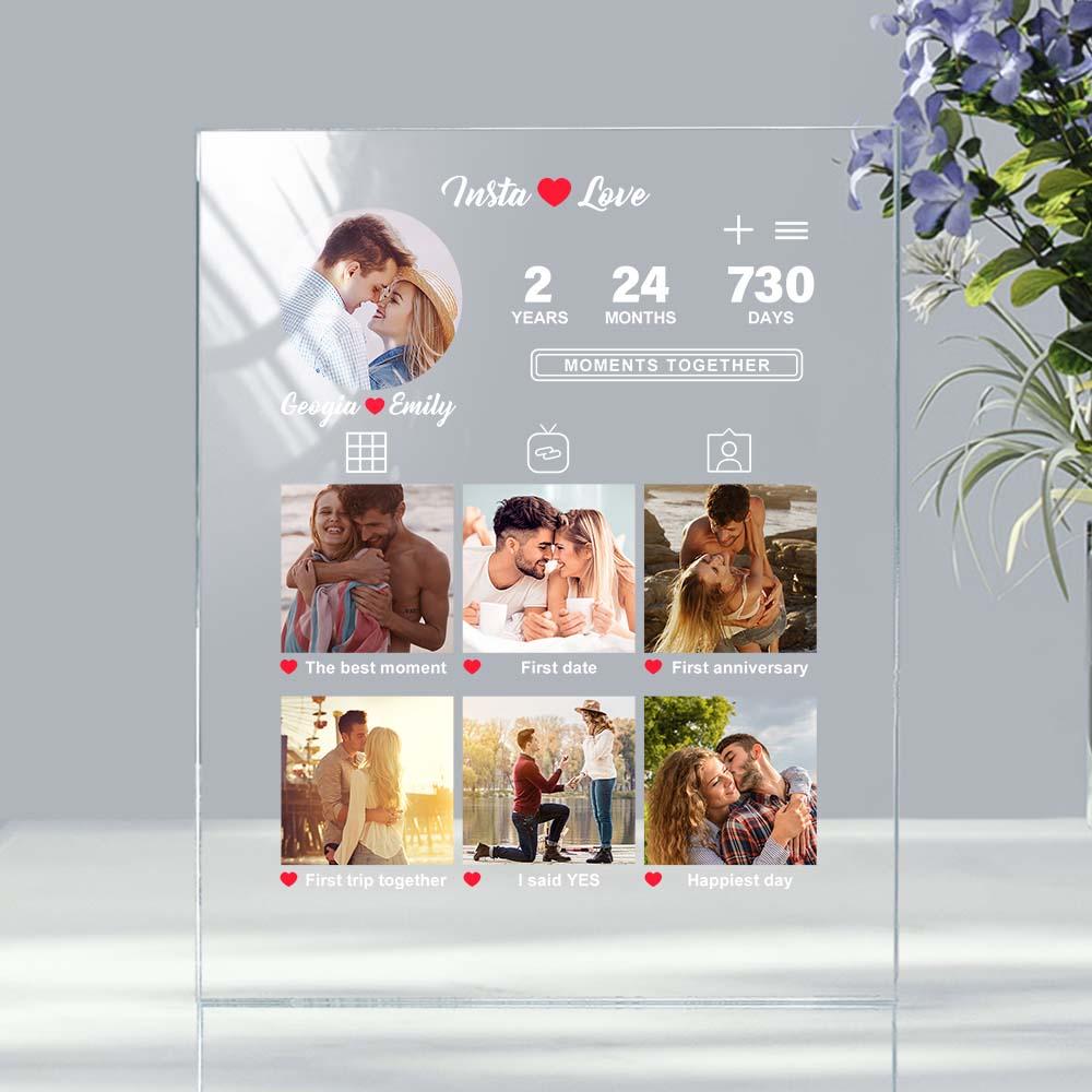 Anniversary Gift Custom Photo Plaque Memorable Moments Acrylic Plaque Gift for Him Her - DigiVirt