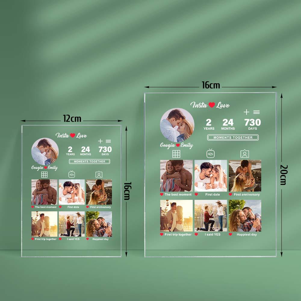 Anniversary Gift Custom Photo Plaque Memorable Moments Acrylic Plaque Gift for Him Her - DigiVirt