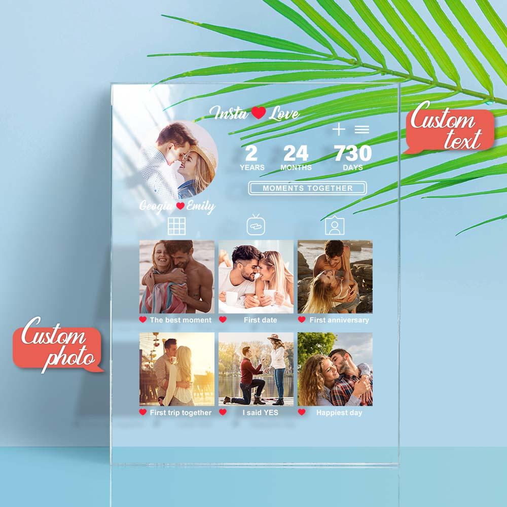 Anniversary Gift Custom Photo Plaque Memorable Moments Acrylic Plaque Gift for Him Her - DigiVirt