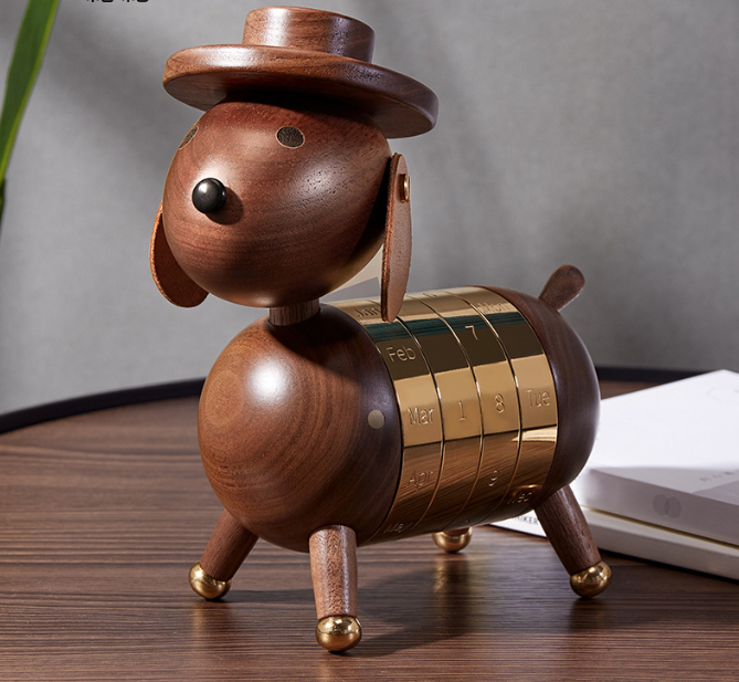 Artistic creativity gift home European decoration wooden crafts gentleman dog calendar - DigiVirt