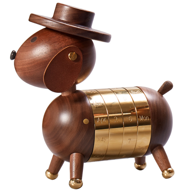 Artistic creativity gift home European decoration wooden crafts gentleman dog calendar - DigiVirt