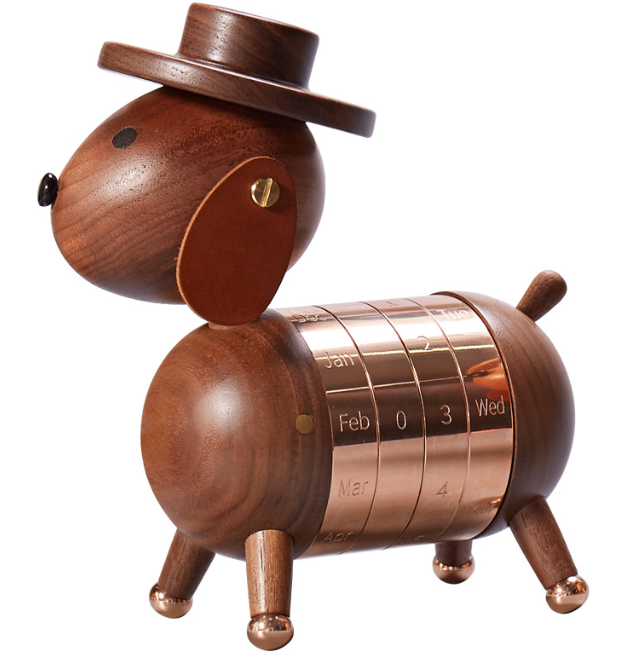 Artistic creativity gift home European decoration wooden crafts gentleman dog calendar - DigiVirt
