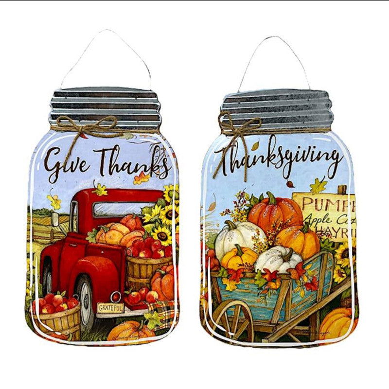 Autumn Thanksgiving Blessing Mason Bottle Wooden Pendant Filling Shape Table Frame Decoration Autumn Harvest Festival Wooden Crafts Listing - DigiVirt