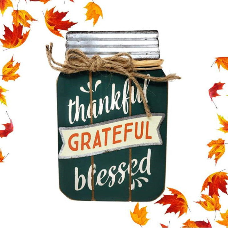 Autumn Thanksgiving Blessing Mason Bottle Wooden Pendant Filling Shape Table Frame Decoration Autumn Harvest Festival Wooden Crafts Listing - DigiVirt