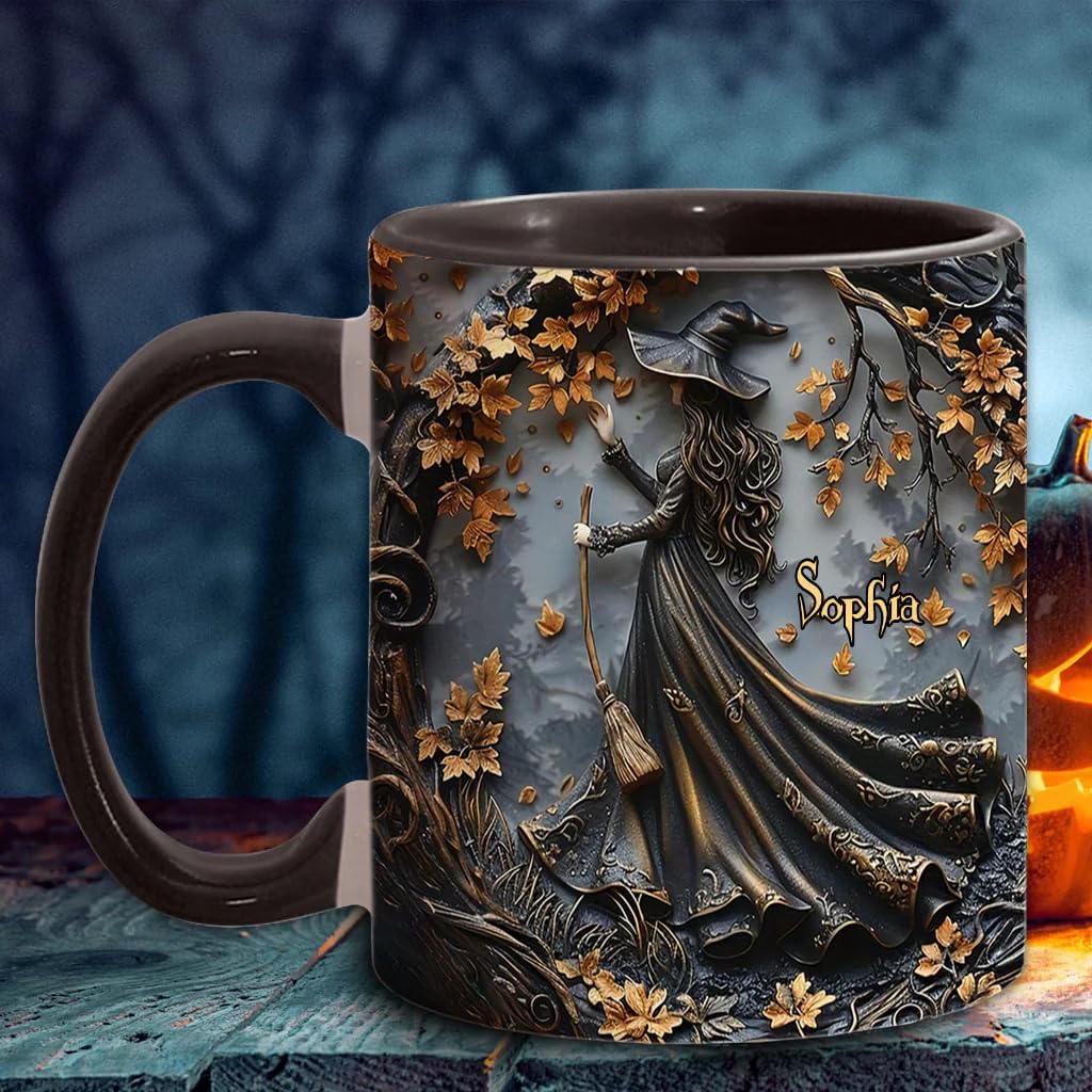 Beautiful Witch Personalized Witch Accent Mug Custom Witch Mug Halloween Mugs Personalized Witch Coffee Mug Personalized Witch Mug Spooky Halloween Gifts For Women Girls Family Friends (3) - DigiVirt