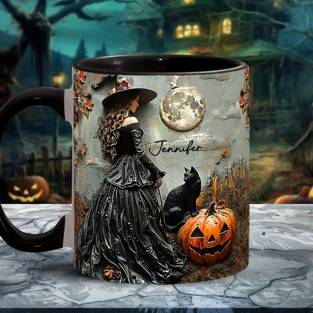 Beautiful Witch Personalized Witch Accent Mug Custom Witch Mug Halloween Mugs Personalized Witch Coffee Mug Personalized Witch Mug Spooky Halloween Gifts For Women Girls Family Friends (3) - DigiVirt