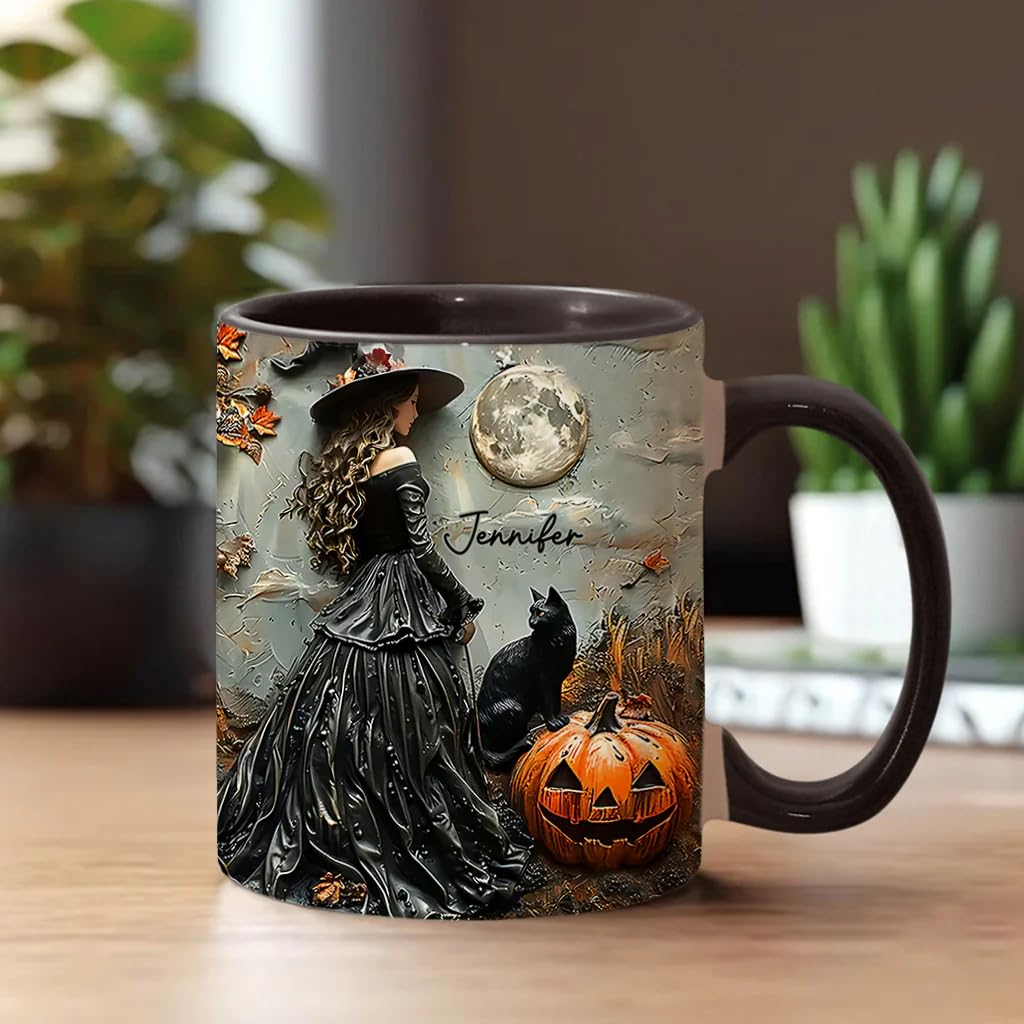 Beautiful Witch Personalized Witch Accent Mug Custom Witch Mug Halloween Mugs Personalized Witch Coffee Mug Personalized Witch Mug Spooky Halloween Gifts For Women Girls Family Friends (3) - DigiVirt