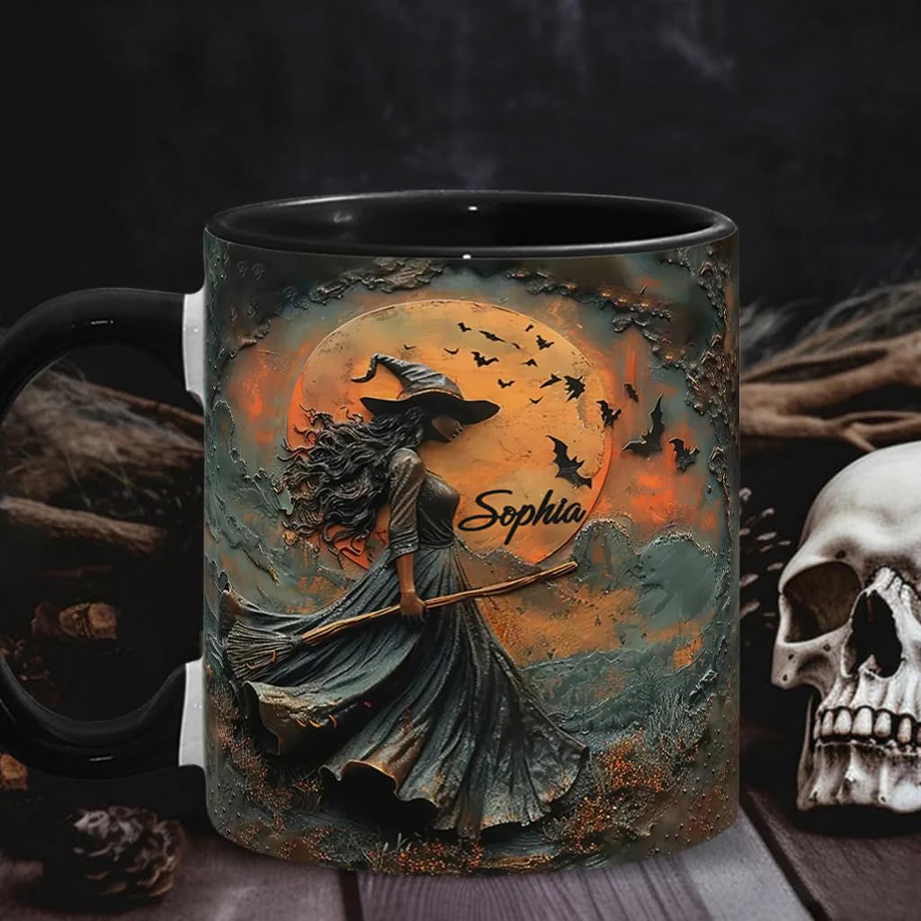 Beautiful Witch Personalized Witch Accent Mug Custom Witch Mug Halloween Mugs Personalized Witch Coffee Mug Personalized Witch Mug Spooky Halloween Gifts For Women Girls Family Friends (3) - DigiVirt