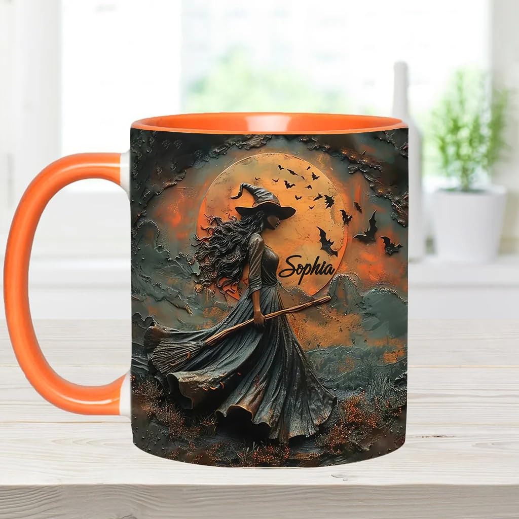 Beautiful Witch Personalized Witch Accent Mug Custom Witch Mug Halloween Mugs Personalized Witch Coffee Mug Personalized Witch Mug Spooky Halloween Gifts For Women Girls Family Friends (3) - DigiVirt