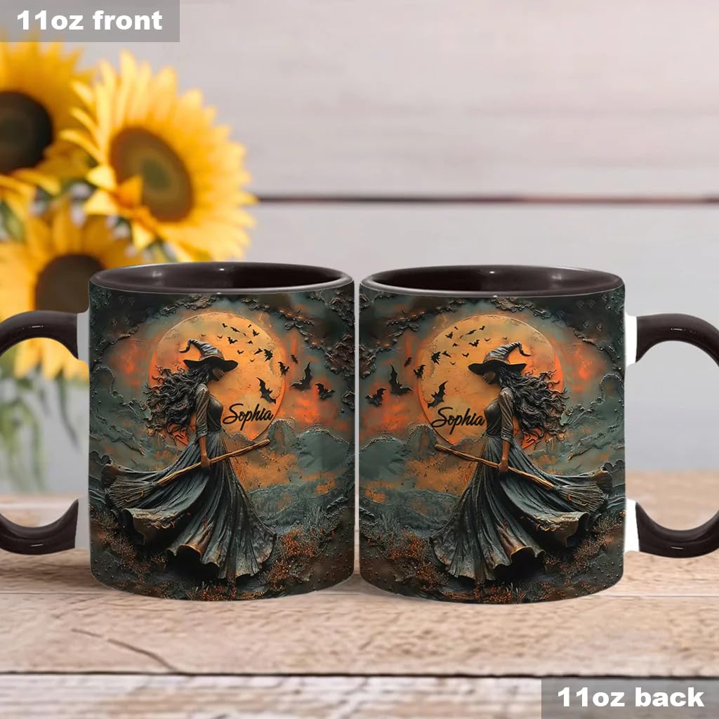 Beautiful Witch Personalized Witch Accent Mug Custom Witch Mug Halloween Mugs Personalized Witch Coffee Mug Personalized Witch Mug Spooky Halloween Gifts For Women Girls Family Friends (3) - DigiVirt