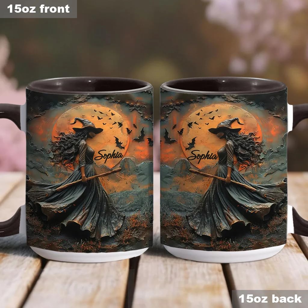 Beautiful Witch Personalized Witch Accent Mug Custom Witch Mug Halloween Mugs Personalized Witch Coffee Mug Personalized Witch Mug Spooky Halloween Gifts For Women Girls Family Friends (3) - DigiVirt