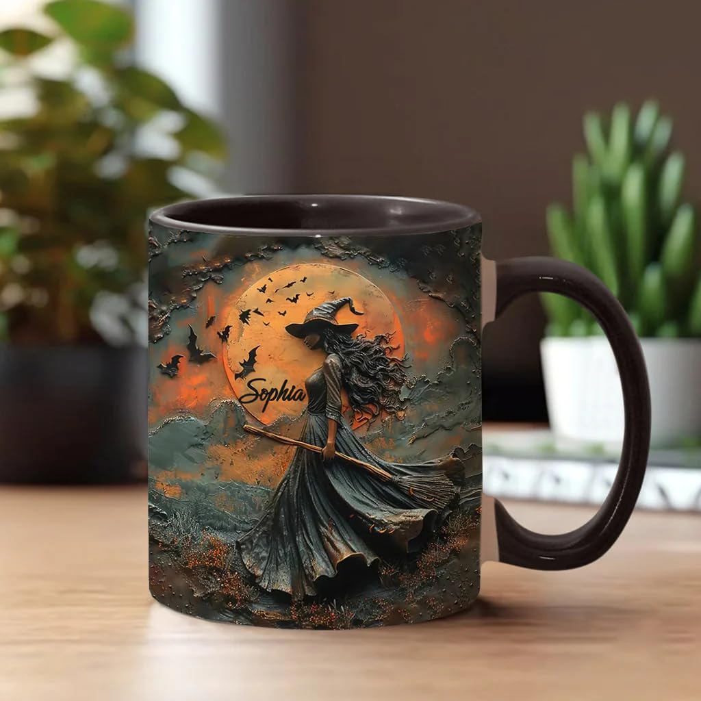 Beautiful Witch Personalized Witch Accent Mug Custom Witch Mug Halloween Mugs Personalized Witch Coffee Mug Personalized Witch Mug Spooky Halloween Gifts For Women Girls Family Friends (3) - DigiVirt