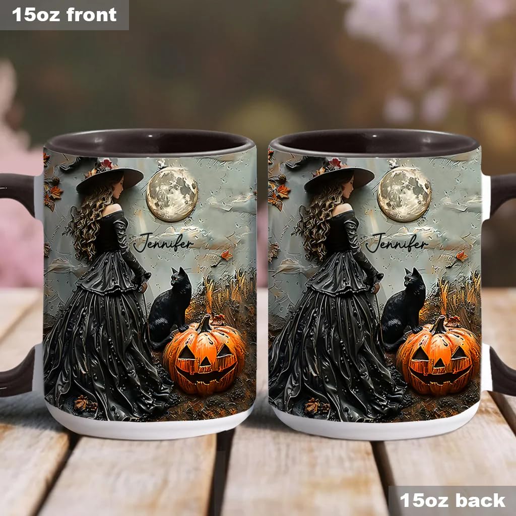Beautiful Witch Personalized Witch Accent Mug Custom Witch Mug Halloween Mugs Personalized Witch Coffee Mug Personalized Witch Mug Spooky Halloween Gifts For Women Girls Family Friends (3) - DigiVirt