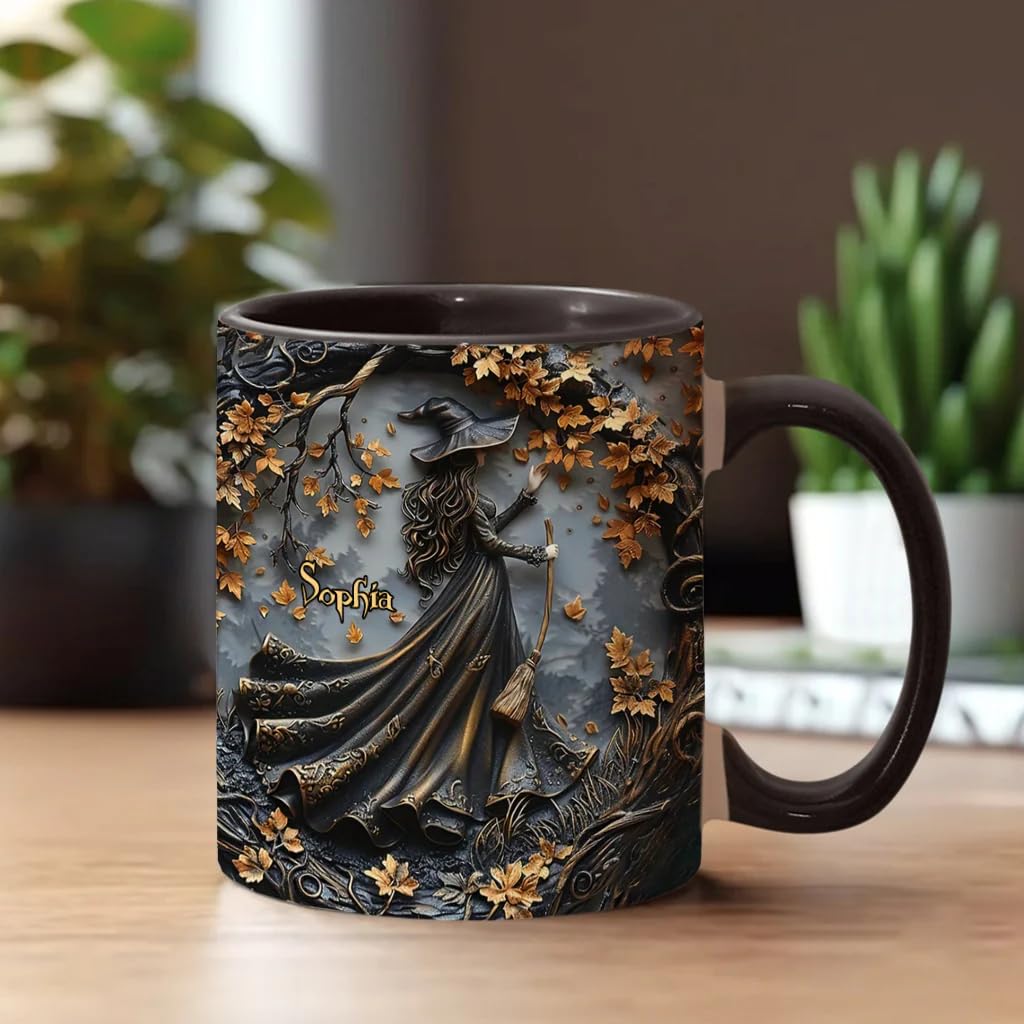 Beautiful Witch Personalized Witch Accent Mug Custom Witch Mug Halloween Mugs Personalized Witch Coffee Mug Personalized Witch Mug Spooky Halloween Gifts For Women Girls Family Friends (3) - DigiVirt