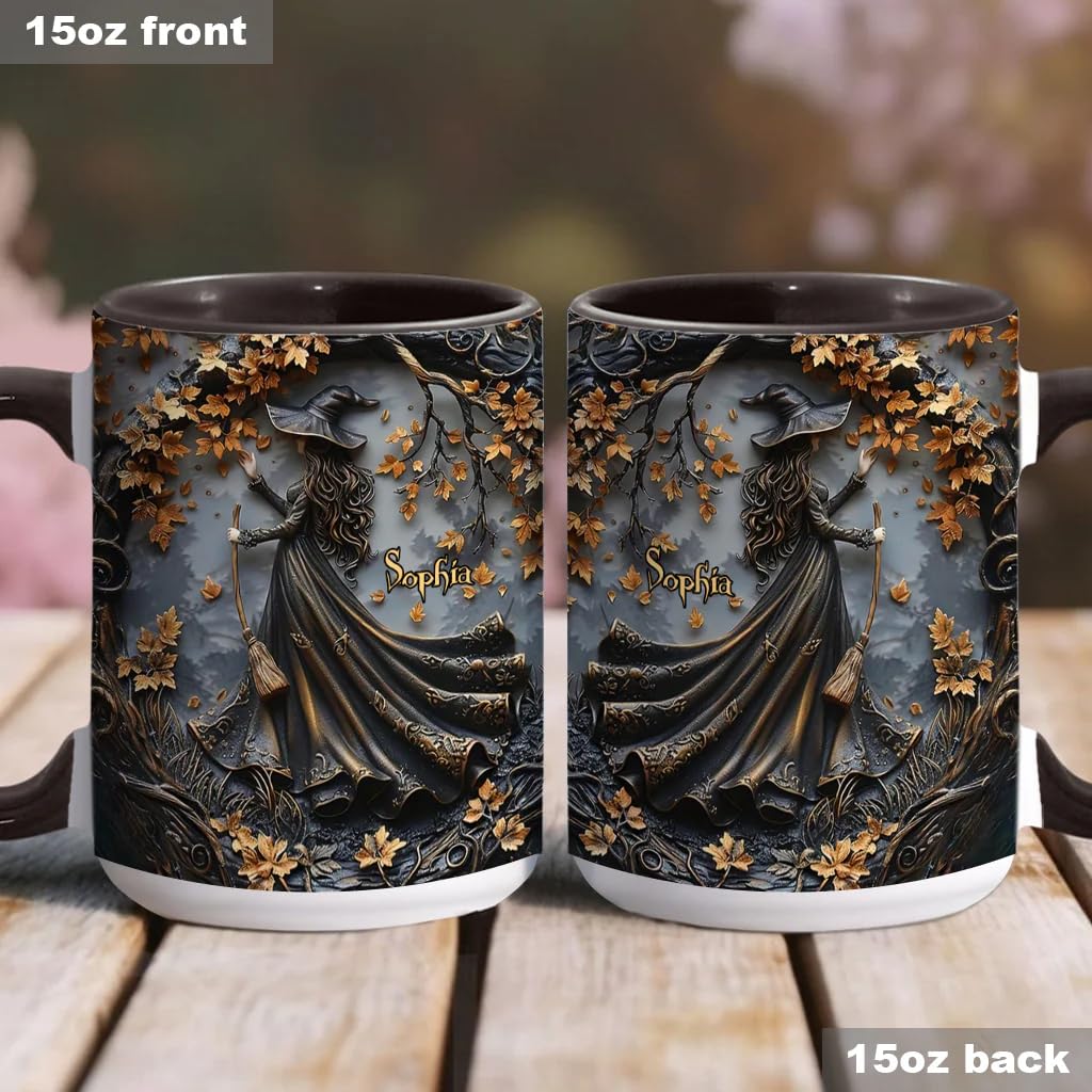 Beautiful Witch Personalized Witch Accent Mug Custom Witch Mug Halloween Mugs Personalized Witch Coffee Mug Personalized Witch Mug Spooky Halloween Gifts For Women Girls Family Friends (3) - DigiVirt