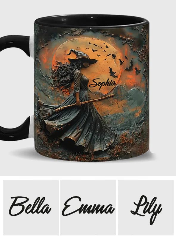 Beautiful Witch Personalized Witch Accent Mug Custom Witch Mug Halloween Mugs Personalized Witch Coffee Mug Personalized Witch Mug Spooky Halloween Gifts For Women Girls Family Friends (3) - DigiVirt