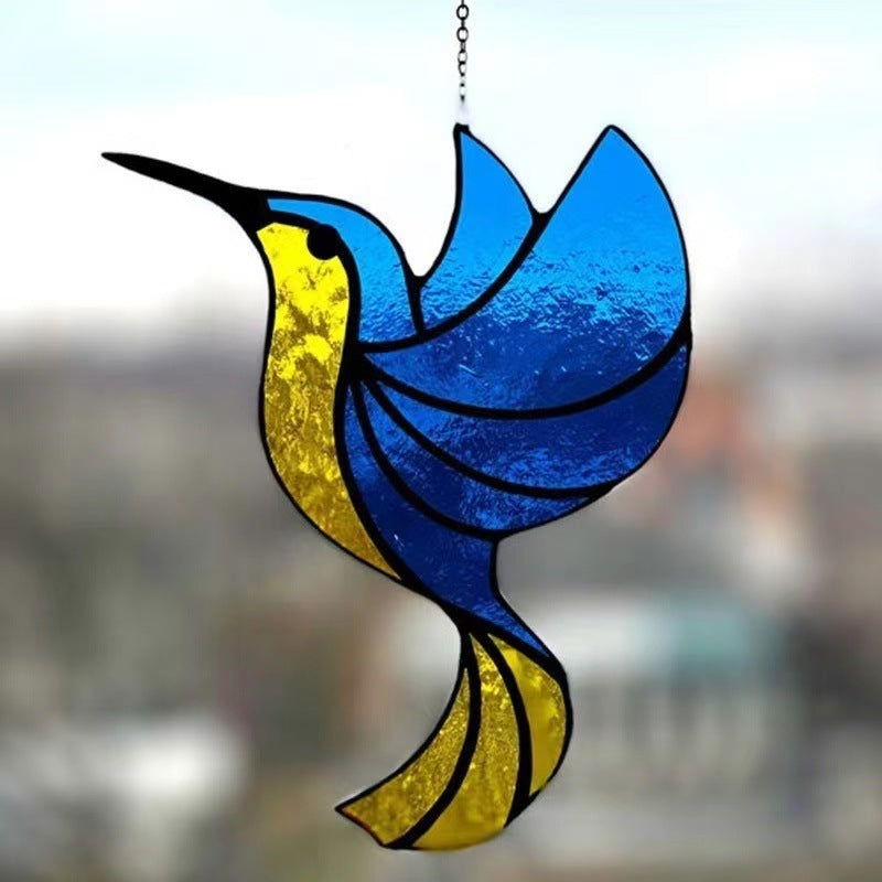 Blue  Hummingbird Hand Metal Alloy Glass Pendant - DigiVirt