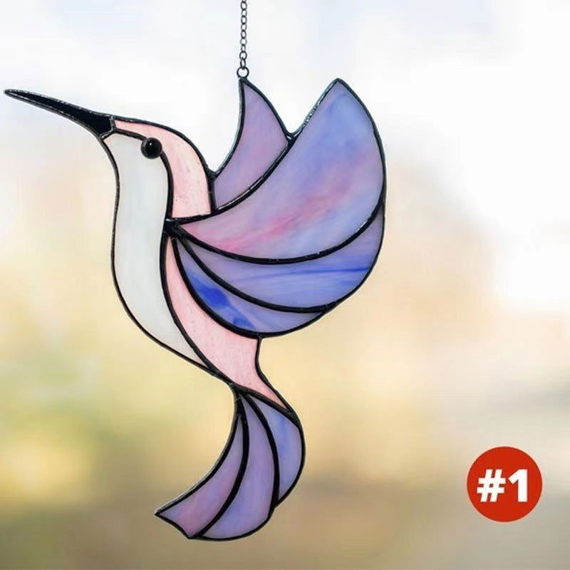 Blue  Hummingbird Hand Metal Alloy Glass Pendant - DigiVirt