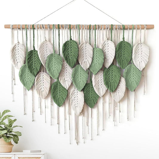 Boho Cotton Rope Woven Colorful Leaves Tapestry Nordic Style Living Room Bedroom Background Wall Decorations Hanging Wall Decorations - DigiVirt