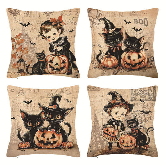 Cartoon Black Cat Halloween Pillowcase Home Decoration Cushion Cover Holiday Fun Funny Pillowcase - DigiVirt