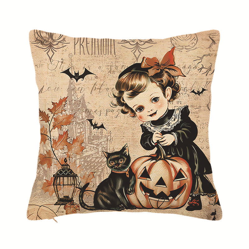 Cartoon Black Cat Halloween Pillowcase Home Decoration Cushion Cover Holiday Fun Funny Pillowcase - DigiVirt