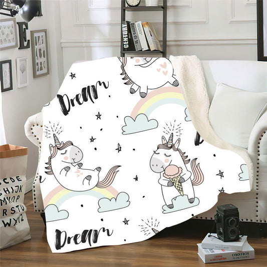 Cartoon Cute Animal Lamb Wool Blanket Thick Double Layer Digital Printing Skin-friendly Super Soft Blanket - DigiVirt