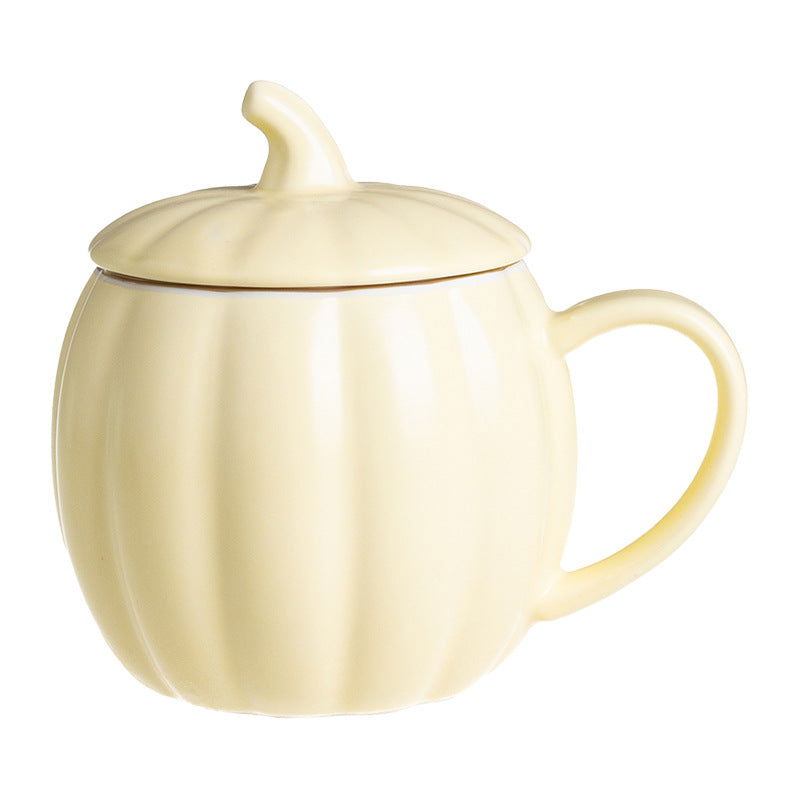 Ceramic Cup Cute Pumpkin Cup With Lid Office Breakfast Cup Mug Coffee Cup Water Cup - DigiVirt