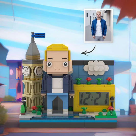 Christmas Gifts Custom Brick Figures Clock Personalized Brick Mini City & Figures Clock - DigiVirt