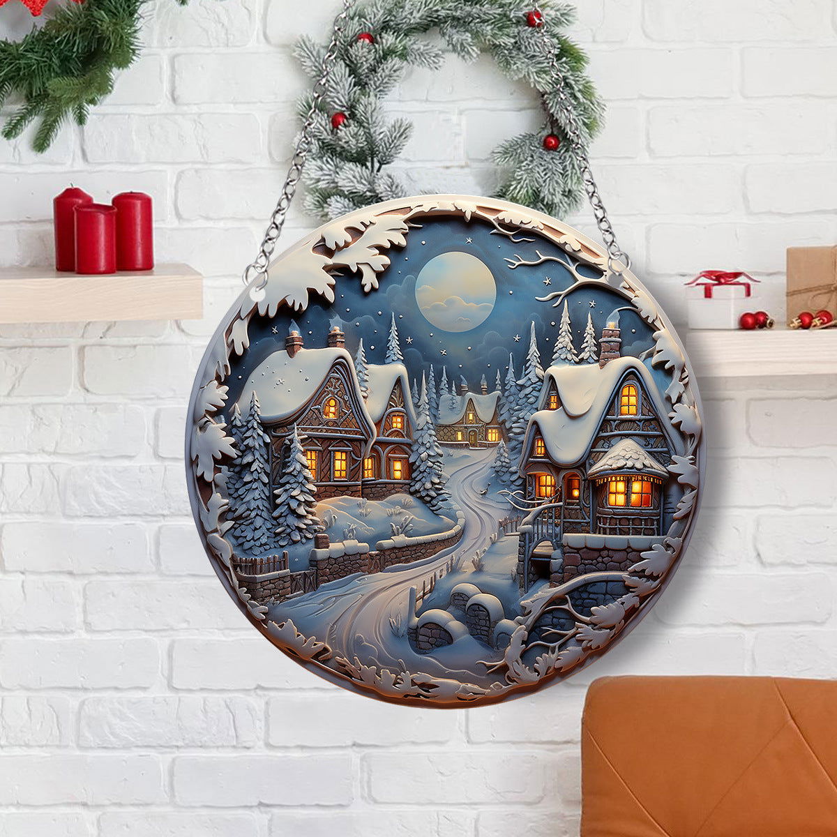 Christmas House Gingerbread Man Acrylic Decorative Pendant Party Party Activities Holiday Scene Layout - DigiVirt