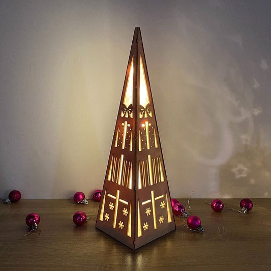 Christmas Tree Holiday Decoration Crafts Ornaments Led Wooden Lighting Tower Arrangement Luminous Props - DigiVirt