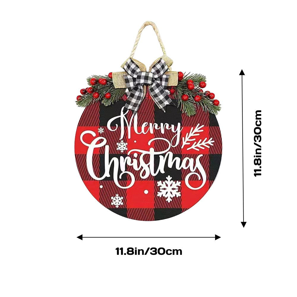 Christmas Welcome Sign for Front Door Farmhouse Wreath Porch Decor Hanging Decoration Gifts - DigiVirt