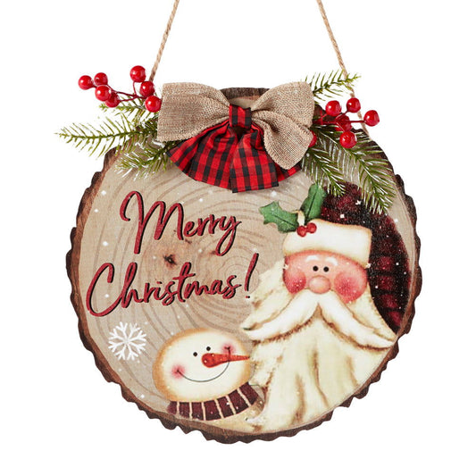 Christmas Welcome Sign for Front Door Wood Farmhouse Wreath Porch Decor Hanging Decoration Gifts - DigiVirt