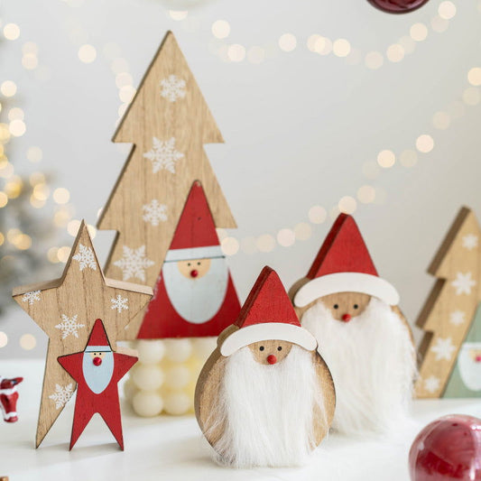 Christmas Wooden Old Man Decorative Desktop Ornaments Creative Old Man Building Blocks Crafts Desktop Display Props - DigiVirt