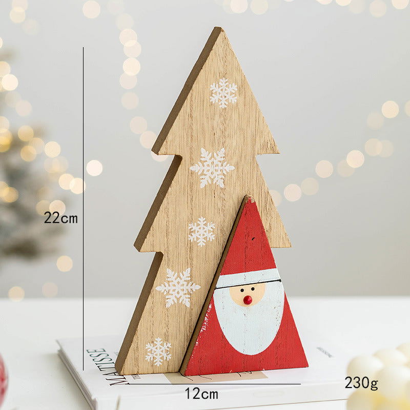 Christmas Wooden Old Man Decorative Desktop Ornaments Creative Old Man Building Blocks Crafts Desktop Display Props - DigiVirt