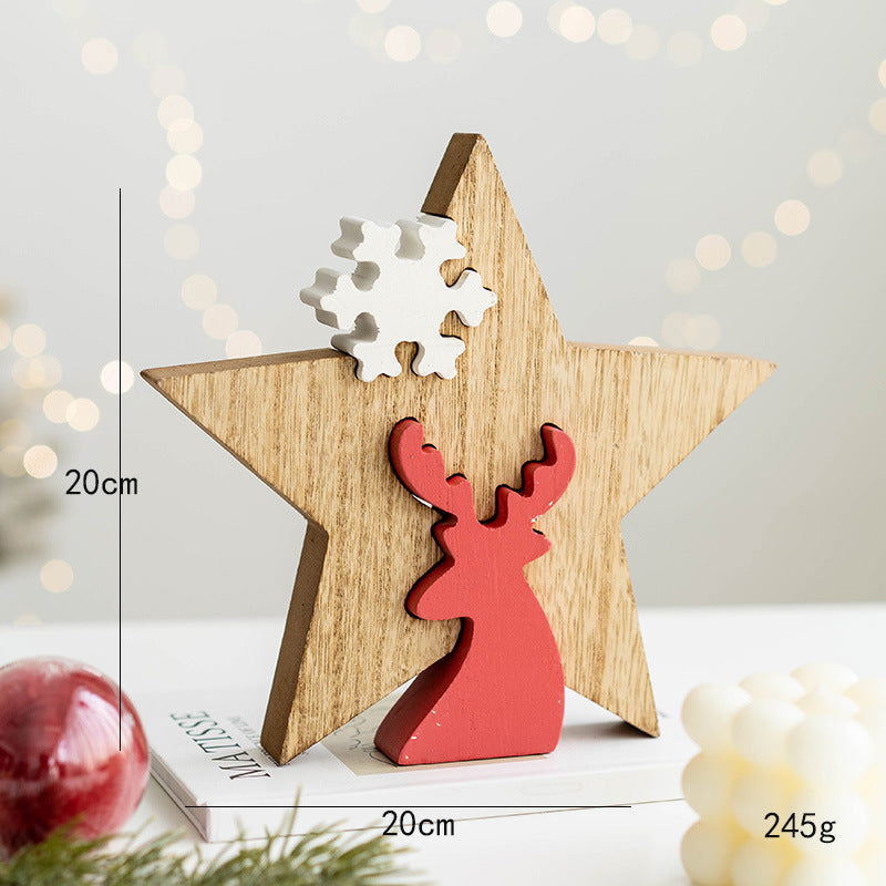Christmas Wooden Old Man Decorative Desktop Ornaments Creative Old Man Building Blocks Crafts Desktop Display Props - DigiVirt