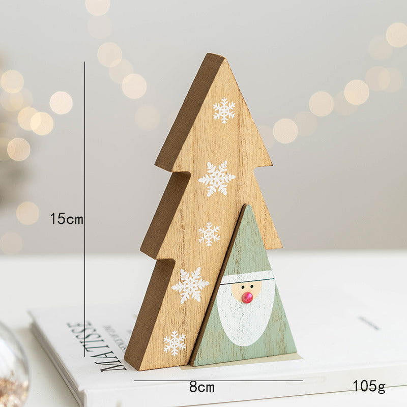 Christmas Wooden Old Man Decorative Desktop Ornaments Creative Old Man Building Blocks Crafts Desktop Display Props - DigiVirt