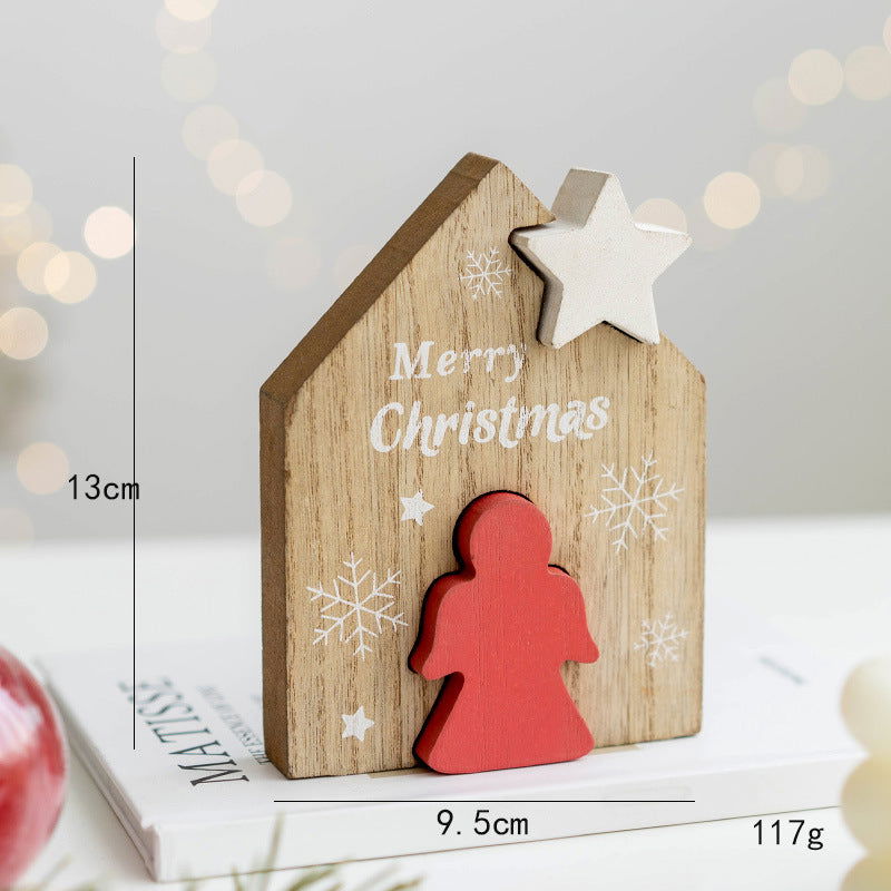 Christmas Wooden Old Man Decorative Desktop Ornaments Creative Old Man Building Blocks Crafts Desktop Display Props - DigiVirt