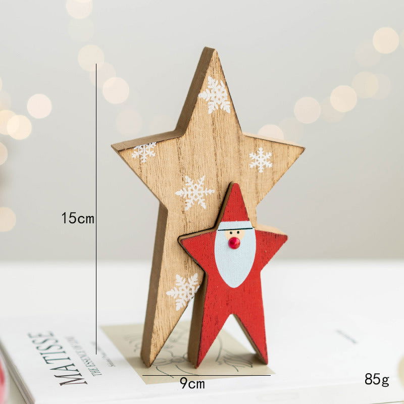 Christmas Wooden Old Man Decorative Desktop Ornaments Creative Old Man Building Blocks Crafts Desktop Display Props - DigiVirt