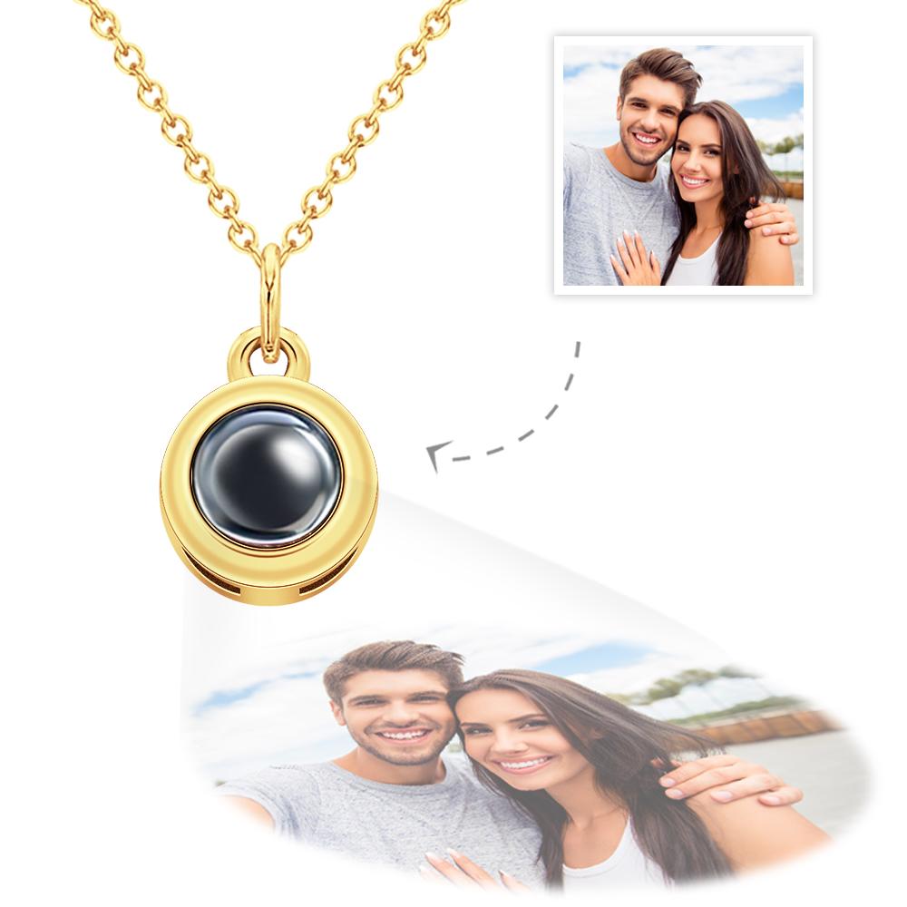 Circle Pendant Personalized Photo Projection Necklace Custom Cute Jewelry Anniversary Wedding Gifts - DigiVirt
